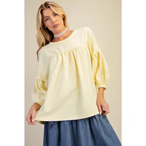 Easel The Sierra Babydoll Top - Lemon