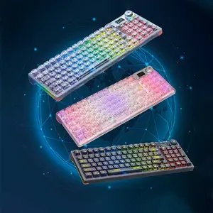 AULA F98PRO Mechanical Keyboard 95 Keys Transparent Wireless Bluetooth 2.4G Tri-Mode Hot-Swappable Ergonomic Design RGB Backlit Custom Gaming Keyboard Windows/Mac LED Backlit Keyboard