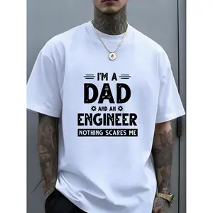 Mens Summer Relaxed Cotton T-shirt Adorable Engineer Father Gift for Fathers Day Mechanical Engineering Unisex Casual Crew Neck Tee for Daily Outdoor Use Local Delivery 01