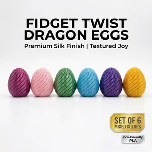 3D Printed Twisty Fidget Egg | Premium Silk PLA Sensory Toy | Satisfying Rotating Stress Relief | Unique Desk Decor for Office & Home