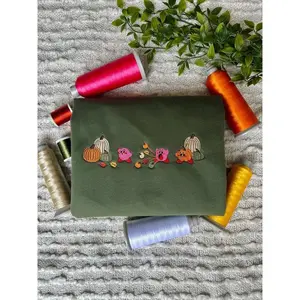 Embroidered Cute Kirby Fall Pumpkin   Sweatshirt | Fall Pumpkin Sweater | Cute   Autumn Sweatshirt