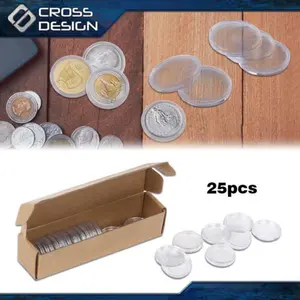CROSSDESIGN Clear 1.34" 30MM Airtight Coin Holders Capsule W/Box 25* For 1oz Us Silver Eagle