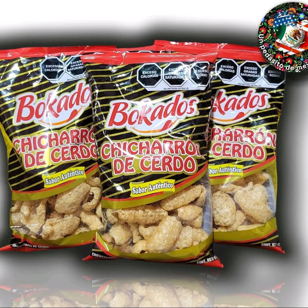 PACK-5 Bokado Chicharron de Puerco Bokados Mexican Chips 55g Bag  Authentic Flavor Snack