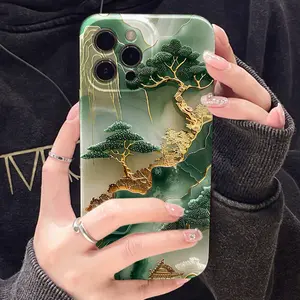 Full Coverage Natural Landscape Painting Green Trees Shockproof Anti-drop Hard Shell Phone Case, Suitable for iPhone 17 Air/16 Plus/15 Pro Max/14 Pro/13/12/11/XS Max/X Phone Case, Ideal Gift for Family, Friends, Lovers,Girlfriends on Holidays FLSBGMJKAJ09