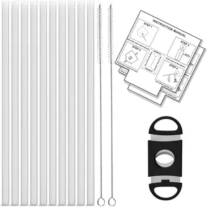 Replacement Straw Set for ThFlask Bottles - Fits 14/16/18/24/32/40/64 oz, Straws + Cleaning Brushes + Measuring Sheets +  Tool