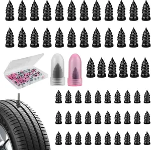 FAOGO 60 PCS Vacuum Tire Repair Screws Kit. Heavy Duty Self-Sealing Tire Plugs & Screw-in Rubber Nails. Quick Self-Service Puncture Repair Tool for Car, Motorcycle, Truck, SUV, ATV & Tractor. Fast Emergency Flat Fix.