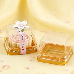 50 Egg Tart Packaging Boxes, Snow Skin Mooncake Transparent Plastic Box Bottom Tray, Lid Included, Perfect Gift Wrap for Christmas Halloween Easter Thanksgiving