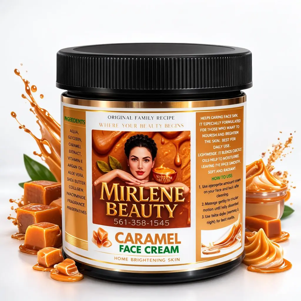 Mirlene Beauty Caramel Face Moisturizer, 4oz Skincare Cream for Daily Hydration