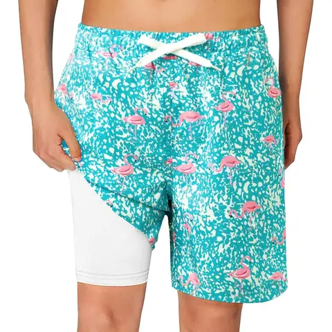 Haloumoning Boys' Quick-Dry Lined Swim Trunks - Swimsuit with Shorts, Drawstring Bathing Suit for 5-14 Years Youth