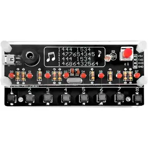 Electronic Keyboard Soldering Kit, 8-Key Microcontroller Piano Board with 14 Built-in Songs & Light, Practice Kit for Beginners Teens Students