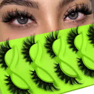 GROINNEYA 5 Pairs Cat Eye Lashes Voluminous 5D Faux Mink Lashes Fairy Fluffy Eyelashes Natural Cross Fake Eyelashes Glam Thick Lashes 8D Effect Lashes Lift,Tail Elongated Eyelashes,Suitable For Date And Party,Shining Makeup,Gift,Luxuary,Super Long