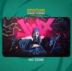 Jinx Arcane Playmat Stitched Edges - Riftbound Trading Card Game - Cool Oversized Desk Mat Mouse Pad for Gaming Desk Accessories, Home Office Setup, and Room Decor