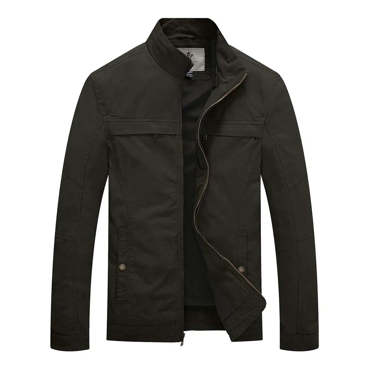 Men's Classic Military-Style Canvas Jacket, Thick Shell Menswear Lightweight Cotton Coat, Slim Fit, Outerwear