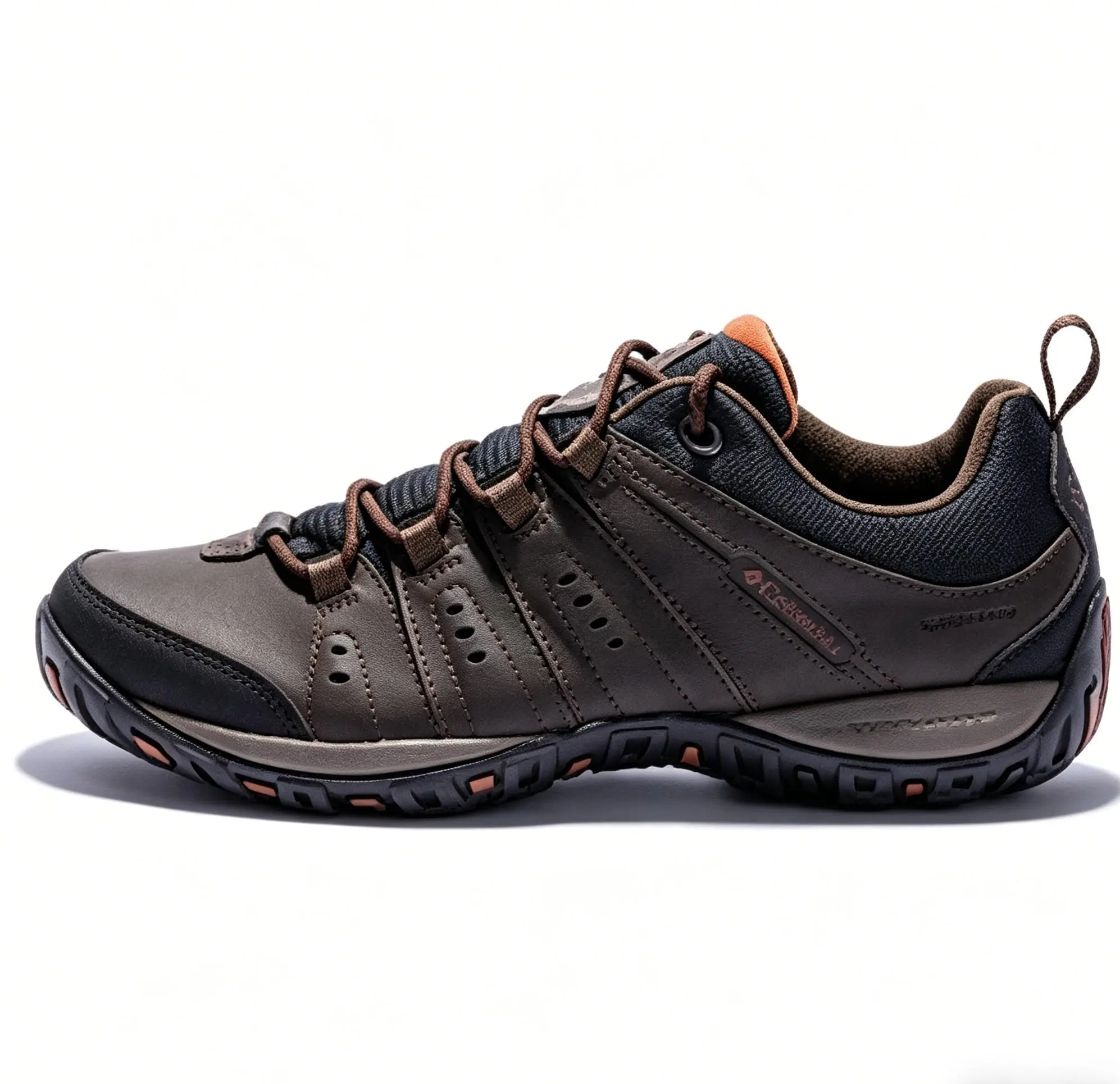 Men's Low-Cut Hiking Shoes - Waterproof, Slip-Resistant, Cushioned, Traction-Equipped, Breathable, Lightweight, Durable - Dark Brown, House White - Trekking Camping, Hiking Style Footwear, Breathable Outdoor Shoes, Durable Outdoor Hiking