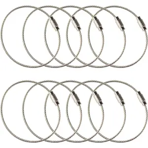 Stainless Steel Wire Keychains 1.5mm 6.3 Inches Aircraft  Key Ring Loops for Hanging Luggage Tags or ID Tags (100 Pack)