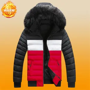 Men's Hooded Winter Jacket - New Style Casual Fleece Lined Cotton Coat with Patchwork Design for Couples