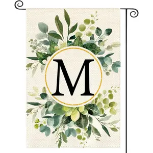 colorlife Monogram Letter M Floral Garden Flag 12x18 Inch Double Sided Outside, Family Last Name Initial Yard Outdoor Decoration