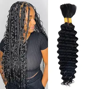 CheetahBeauty Natural Black/P4/27 Deep Wave Braid Hair Bulk 100% Human Hair Extensions 100g/set Dreads Long
