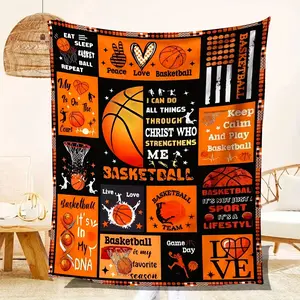 Basketball Lover Collage Flannel Blanket, Ultra-Soft Plush Throw with "Peace Love Basketball" Print, Cozy Warm Fleece Blanket for Couch Bed Sofa, Perfect Sports Home Decor & Gift for Basketball Fans, All-Season Comfort
