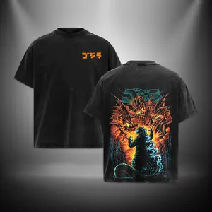 Ghidorah vs Godzilla King of the Monsters Vers Gojira Washed TShirt Hoodie Sweater Monster Vers Toho Vers Menswear Gift for movie fans Top Apparel Classic Oversized Seamless Simple Straight Man Clothes Cotton designer shirts