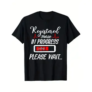 Funny RN Nurse Life T-Shirt - Registered Nurse In Progress (RN) with Charging Battery Graphic - Nursing Student Gift, Relaxed Fit Medical Apparel - Black with White & Red Nursing Design - Machine Washable Casual Tee for Aspiring Nurses.