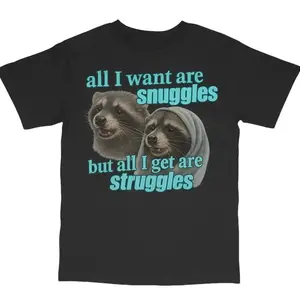 Cursed Cat Snuggles and Struggles Funny Meme T-Shirt Unisex