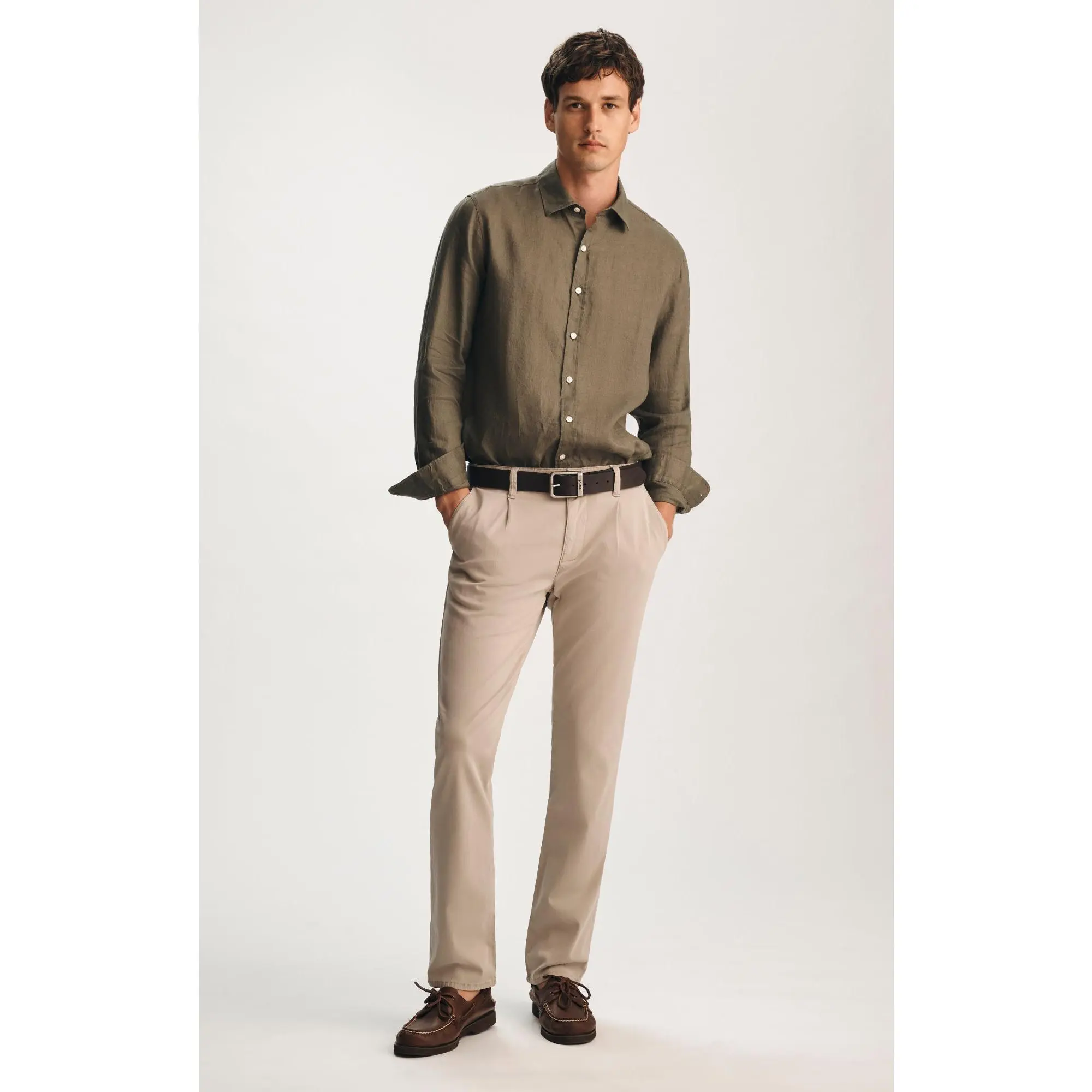 Women's Traditional Solid Cotton Chino Pants - Pleated-Front, Polished Straight-Leg Straight Pants for Casual Daily Wear Bottoms