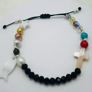Pulsera "la historia de Jesús" with Multicolor Beads and Cross Charm for Religious Jewelry