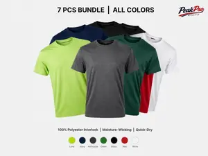 7-Pack Men’s Moisture-Wicking Polyester Crew Neck T-Shirts