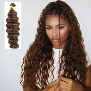 YWIGS #4/30 Blend Loose Deep Wave Bulk Human Braiding Hair Chocolate Brown Human Hair for Braiding - 100% Human Hair #Summervibes