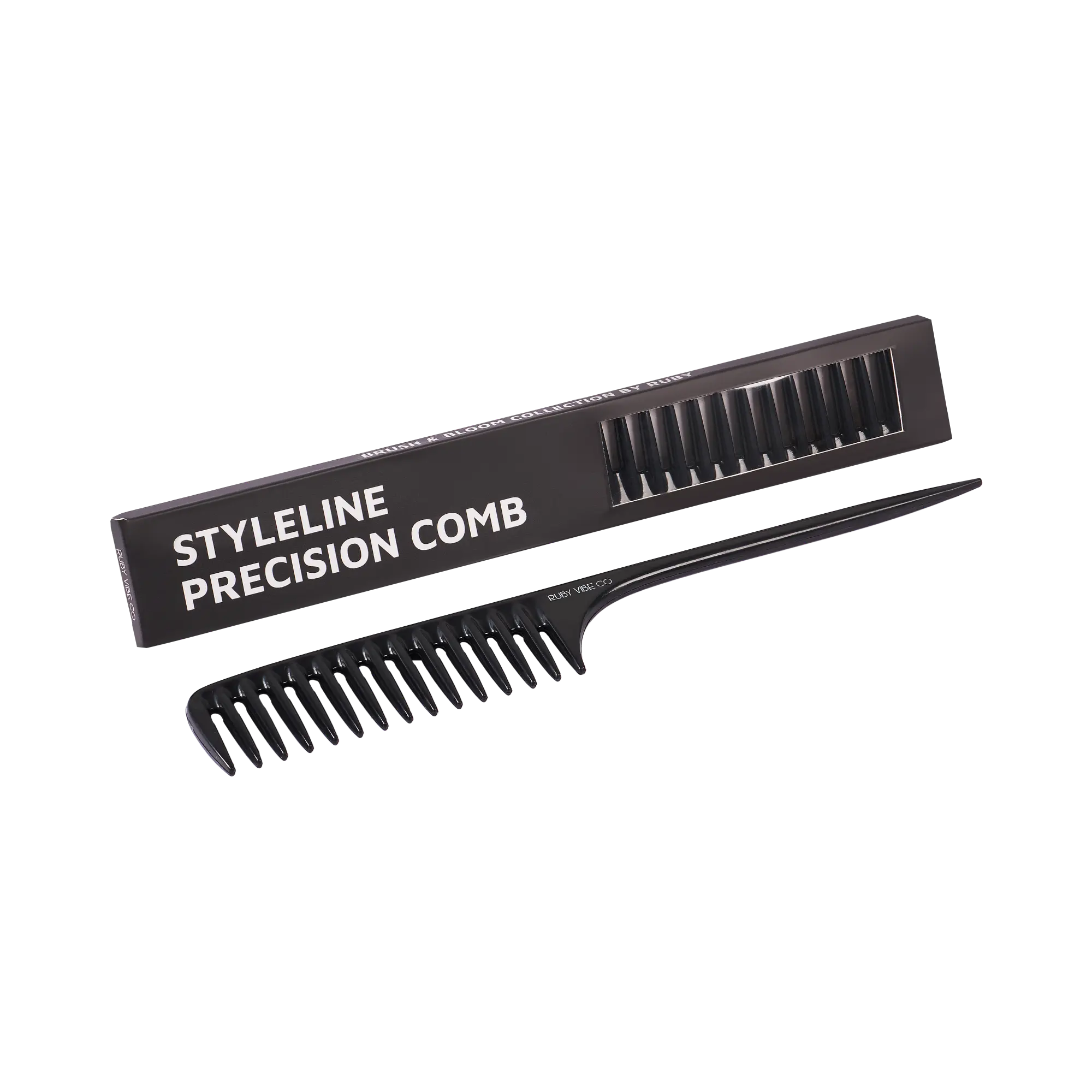[RUBY VIBE CO] StyleLine Precision Wide-Tooth Comb, Gentle Detangling, Precise Styling, Gentle on Scalp – Smooth, Rounded Teeth, Anti-Kinking,Durable Handle