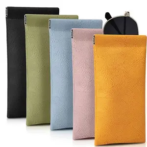 5Pcs Glasses Case,Soft Eyeglass Case Portable Squeeze Top Leather Glasses Case anti-scratch Eyeglass Case For Women Men - Home Improvement.