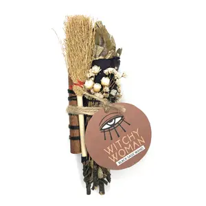 BLACK SAGE  'WITCHY WOMAN' RITUAL WAND with Cinnamon + Mini Broomstick, White Sage Alternative, Smoke Cleansing Stick, Sacred Smoke, Smudge Stick, Healing Crystals,Cleanse, Sweep Away Evil, Scent, Fragrance, Incense Tool, Witchy Aroma