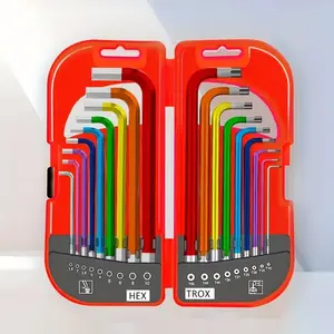 18-Piece Colorful Ball Head Wrench Set, Hex Wrenches, Hex Keys, Hex L-Shaped Design, Durable Metal Construction, Multi-Size Tools for DIY & Professional Use