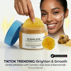 TX Kojic Acid Turmeric Toner Pads, 70 Exfoliating Pads for Face & Body, Brightening Toner Pads for Dark Spots, Uneven Skin Tone & Keratin Build-Up, Gentle Daily Skincare