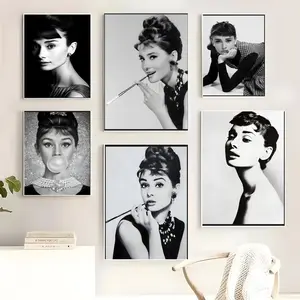 Famous A-Audrey H-Hepburn Poster HD Sticky Waterproof Wall Art | High Quality Print Aesthetic Home Living Bedroom Bathroom hallway Decor Trendy Room Decoration | Multiple Size Options Available
