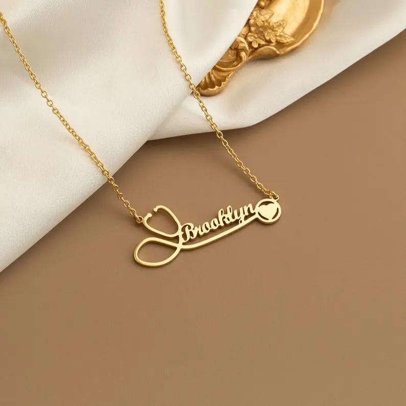 AS155 Personalized Custom Name Love Pendant Stainless Steel Cut Hollow Name Necklace Gift for Men and Women