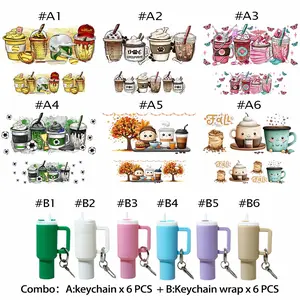 DIY Drink Theme Handmade Set, Diy Craft Kit, 6 Keychains Mini Cups & 6 UV DTF Stickers, Perfect Gift for Mother's Day, Father's Day, Birthday, Sports Events