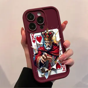 King of Hearts Poker Card Phone Case， Royal Artistic Pop Art Style for iPhone 17 16 15 14 13 12 11 Plus Pro Max Gift.