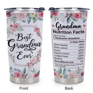 Best Grandma Ever 20oz Tumbler Insulated Stainless Steel Vacuum Flask Travel Coffee Thermal Cup Gifts for Nana Mother's Day Portable Drinkware Water Bottles Bottled Mug Lightweight Durable Spill Resistant