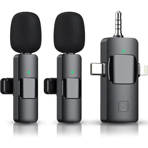PADOX 3-in-1 Wireless Lavalier Microphone Kit - 2.4G Ultra-Low Delay, Bluetooth 5.1, 15 Hours Battery, 3.5mm Port, Long Range, Receiver, USB-C/Mini Mic, 192kHz Audio Recording, Multi-Device for Smartphone, Camera, Noise Reduction Vlogging Equipment