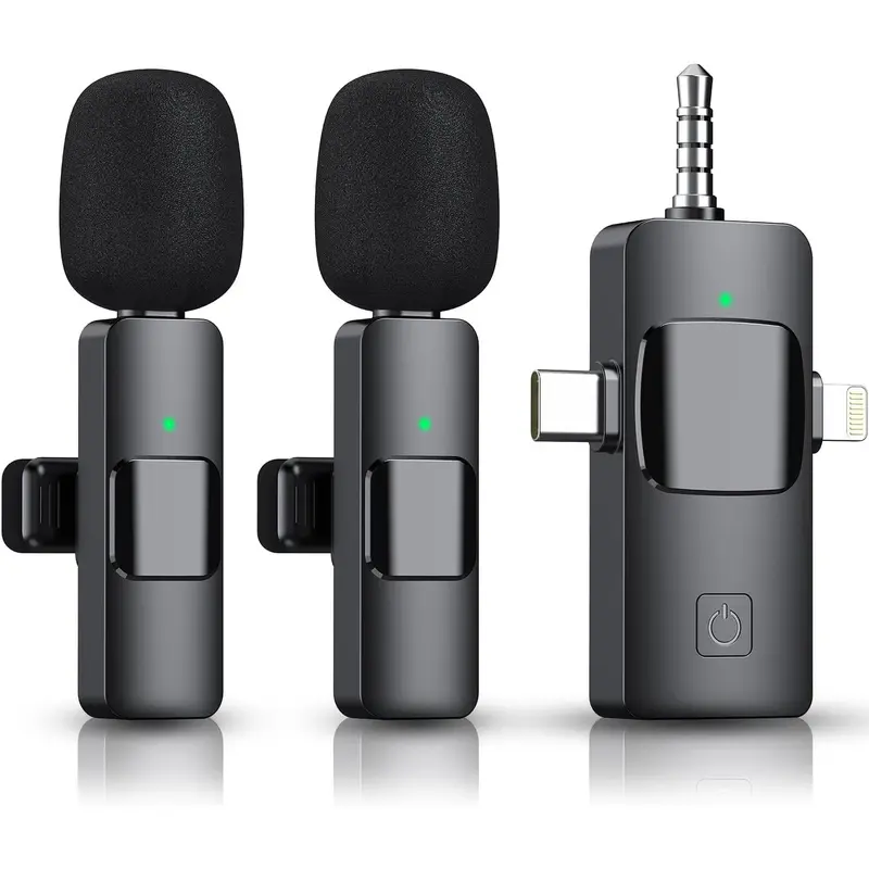 PADOX 3-in-1 Wireless Lavalier Microphone Kit - 2.4G Ultra-Low Delay, Bluetooth 5.1, 15 Hours Battery, 3.5mm Port, Long Range, Receiver, USB-C/Mini Mic, 192kHz Audio Recording, Multi-Device for Smartphone, Camera, Noise Reduction Vlogging Equipment