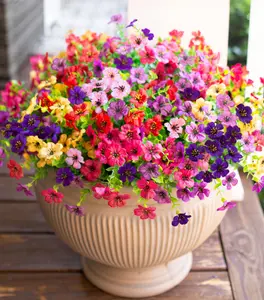 Artificial Flowers for Outdoor Indoor Garden Home Decoration, Faux Flower Daisy with Eucalyptus Leaves Fake Plants Greenery Boxwood Porch Patio, 8/16 Bundles-Can be given as a gift