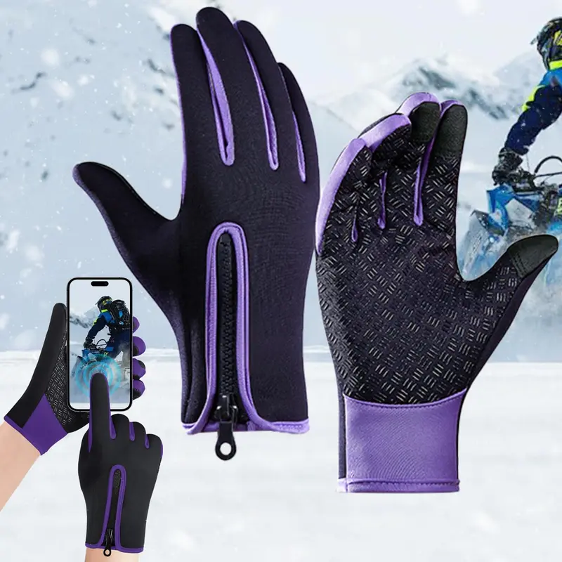 Unisex Outdoor Winter Touchscreen Gloves - Windproof, Fleece-Lined, Breathable, Adjustable, Grip for Cycling/Biking, Better Grip on Handlebars - Ideal for Sports, Travel
