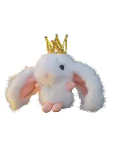 The Armored Kingdom Crowned White Snugglehop Bunny Keychain with Golden Crown and Soft Plush Fabric for Royal Warriors and Bunny Lovers