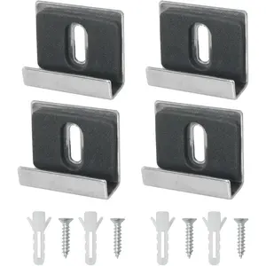 4 count Stainless Steel Large Heavy Duty Fixing Clip Kit - Wide  Mirror Hanger Kit for Wall Mount Frameless Mirror, Billboard Display, Tile Display