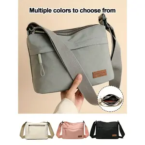 Women's Large Capacity Crossbody Bag, Lightweight Nylon Material, Multi-Layer Zipper Closure, Adjustable Strap, Durable and Portable