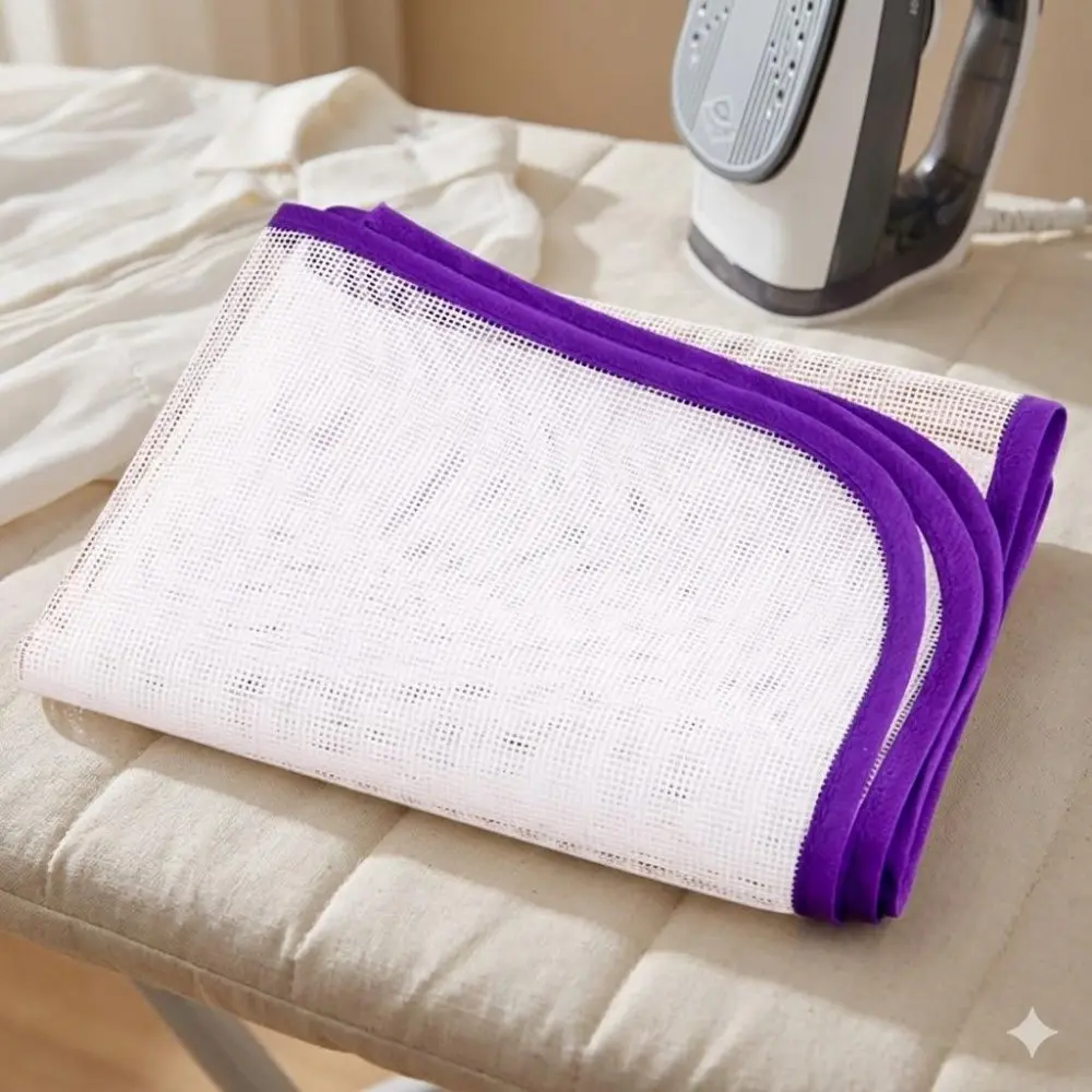Foldable Portable Ironing Mat with Non-Slip Mesh Heat-Resistant Fabric for Home & Dorm Dual Use Anti-Burn Iron Pad Breathable Protective Cover with Storage Strap