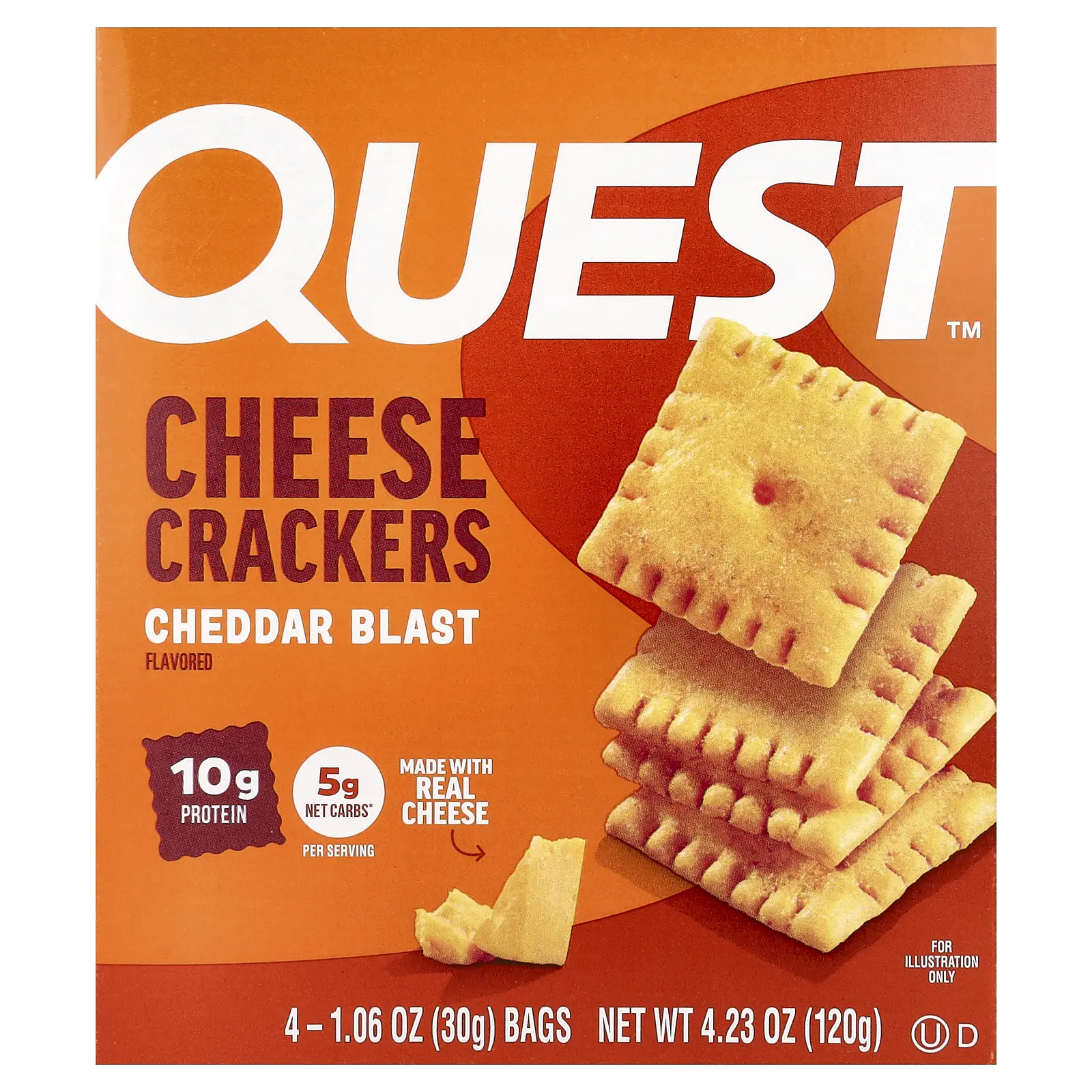 Quest Nutrition Cheese Crackers, Cheddar Blast, 4 Bags, 1.06 oz (30 g) Each