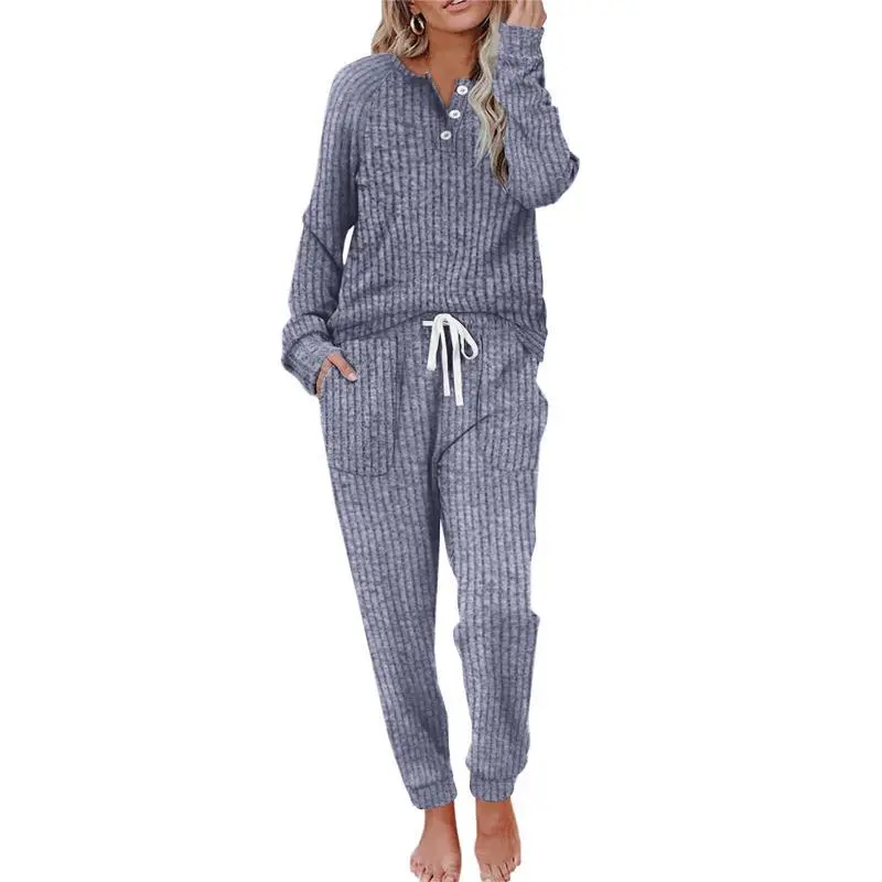 Two Piece Outfits for Women Lounge Sets Button Down Sweatshirt Sweatpants Sweatsuits Set with Pockets